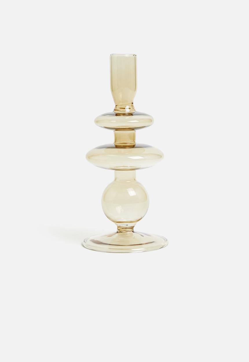 Present Time - Rings glass candle holder medium - sand brown