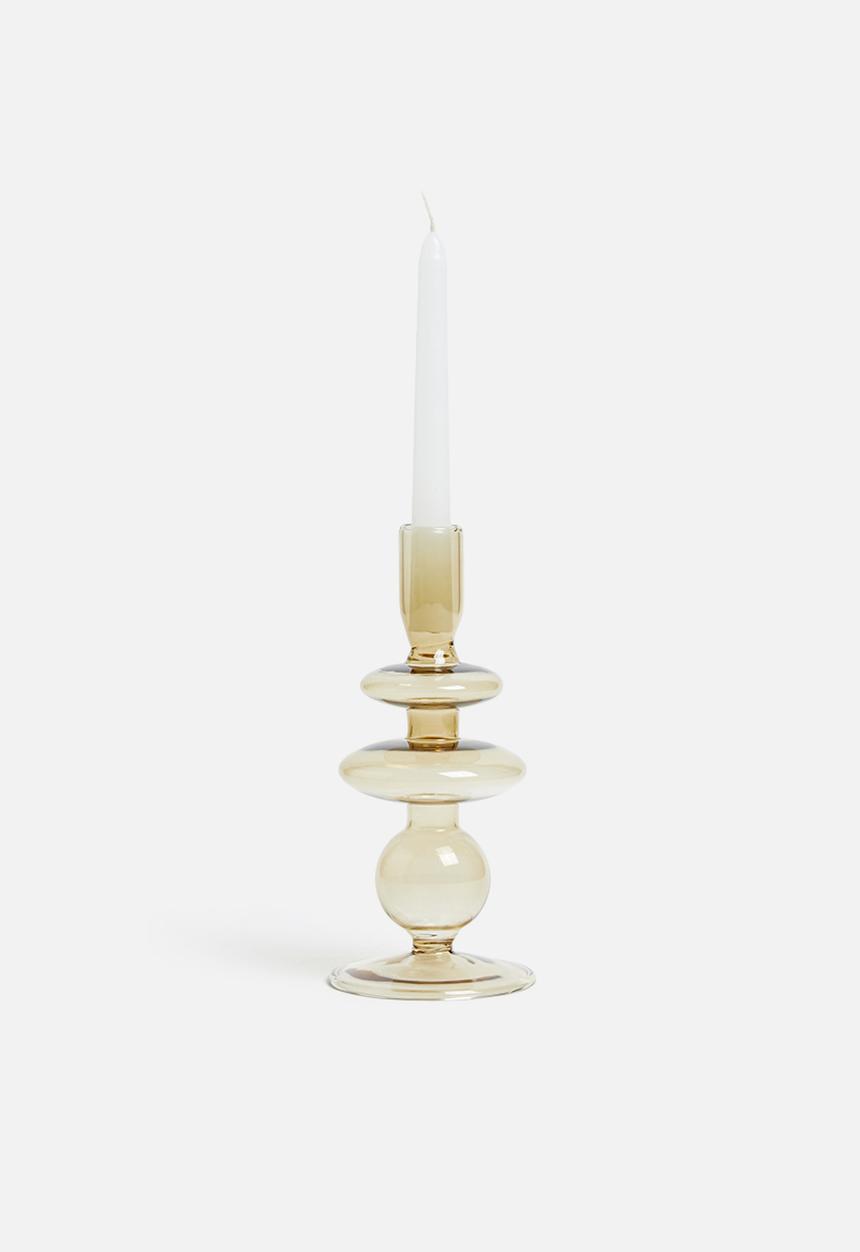 Present Time - Rings glass candle holder medium - sand brown
