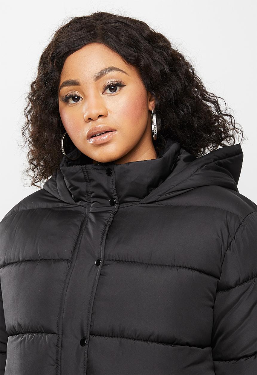Missguided - Plus size hooded puffer jacket - black