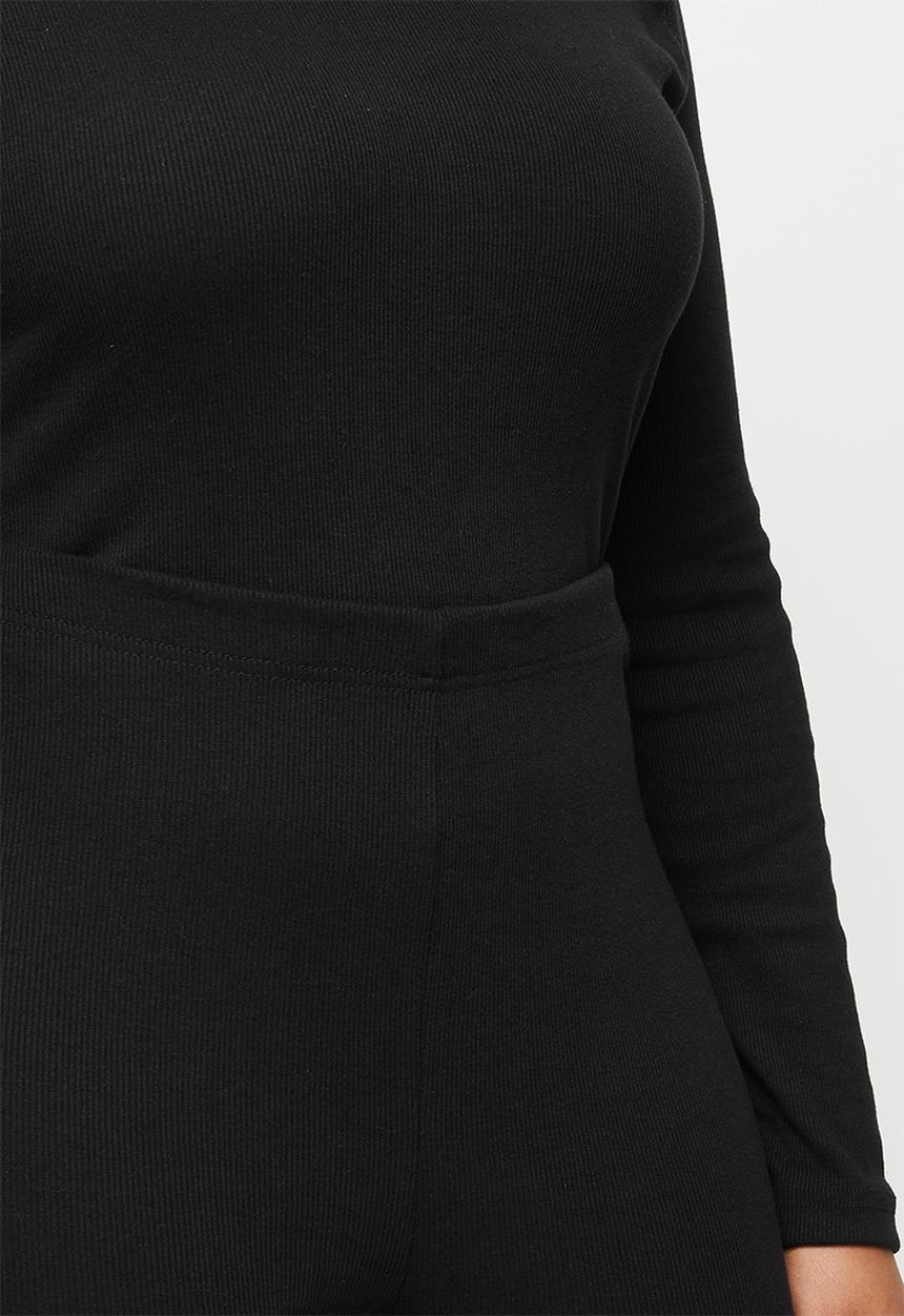 Missguided - Plus size side tie flared leg lounge set - black