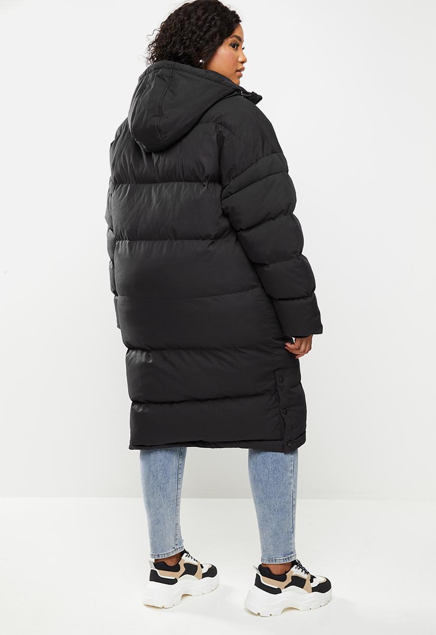 Missguided - Plus size long line puffa - black