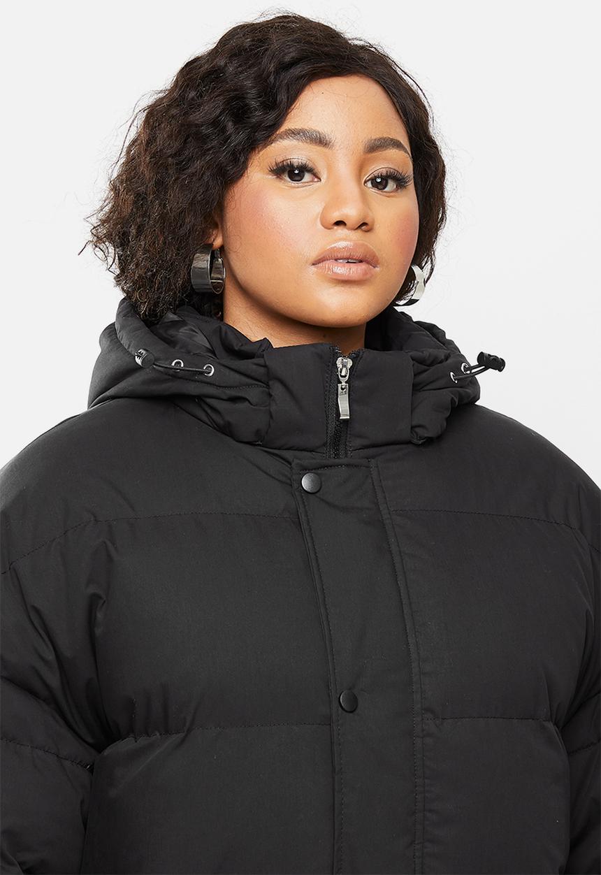 Missguided - Plus size long line puffa - black