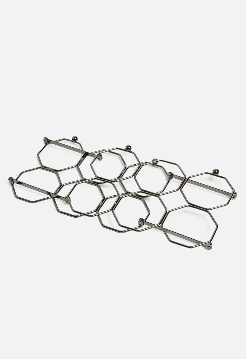Present Time - Honeycomb wine rack - iron smokey grey
