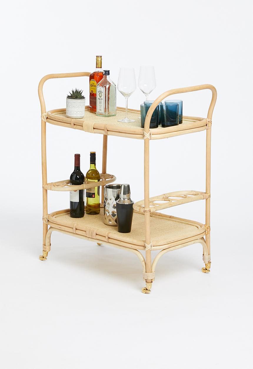 Sixth Floor - Rattan drinks trolley - natural