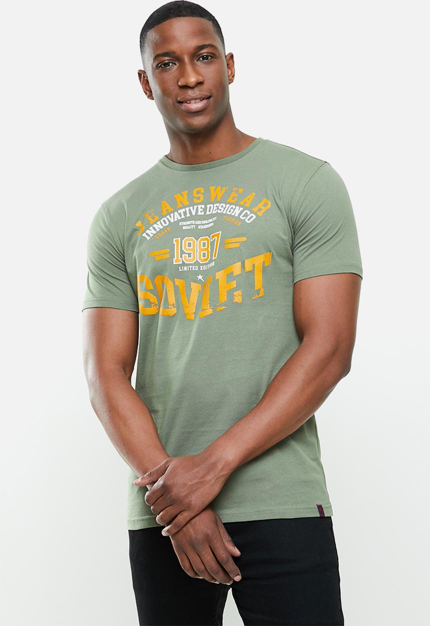 SOVIET - Axl slim fit crew neck tee - olive