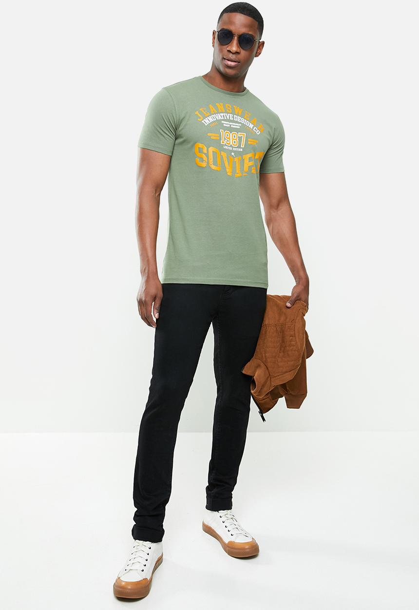 SOVIET - Axl slim fit crew neck tee - olive