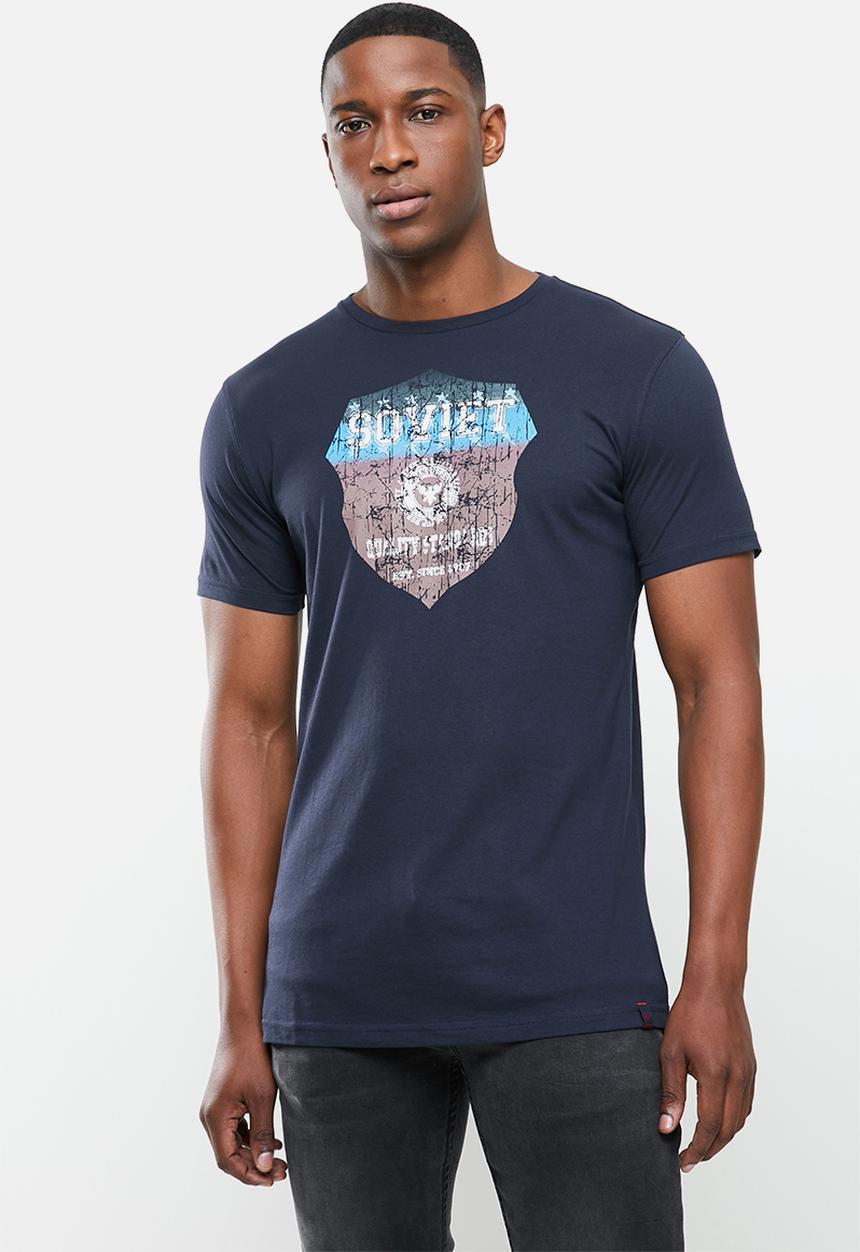 SOVIET - Trenet slim fit crew neck tee - navy