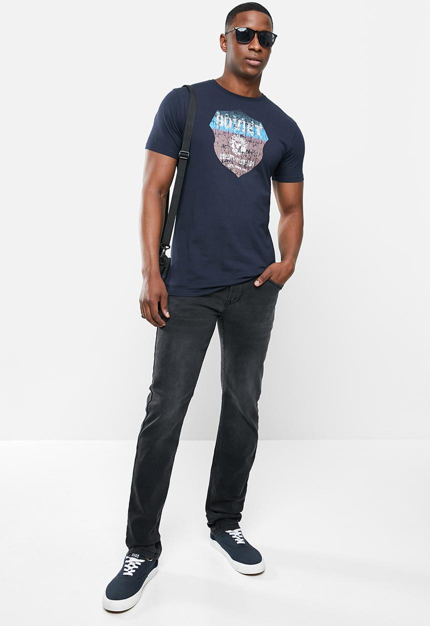 SOVIET - Trenet slim fit crew neck tee - navy