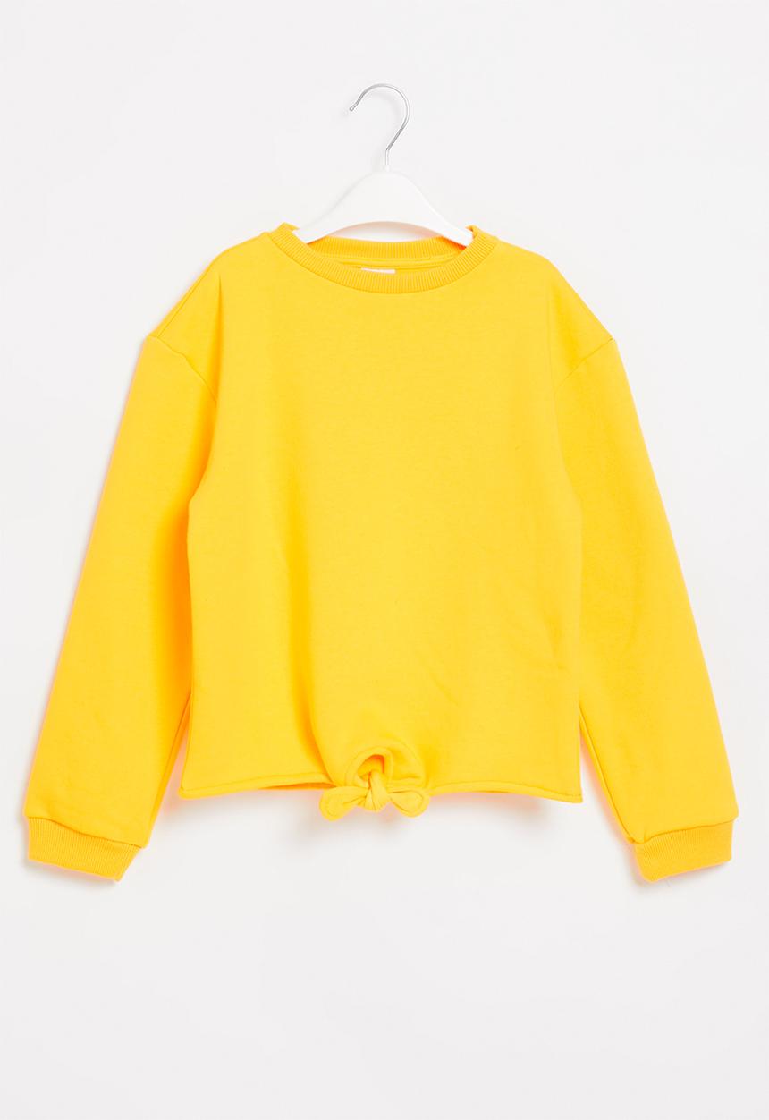 Pop Candy - Younger girls tie front sweat top - yellow 