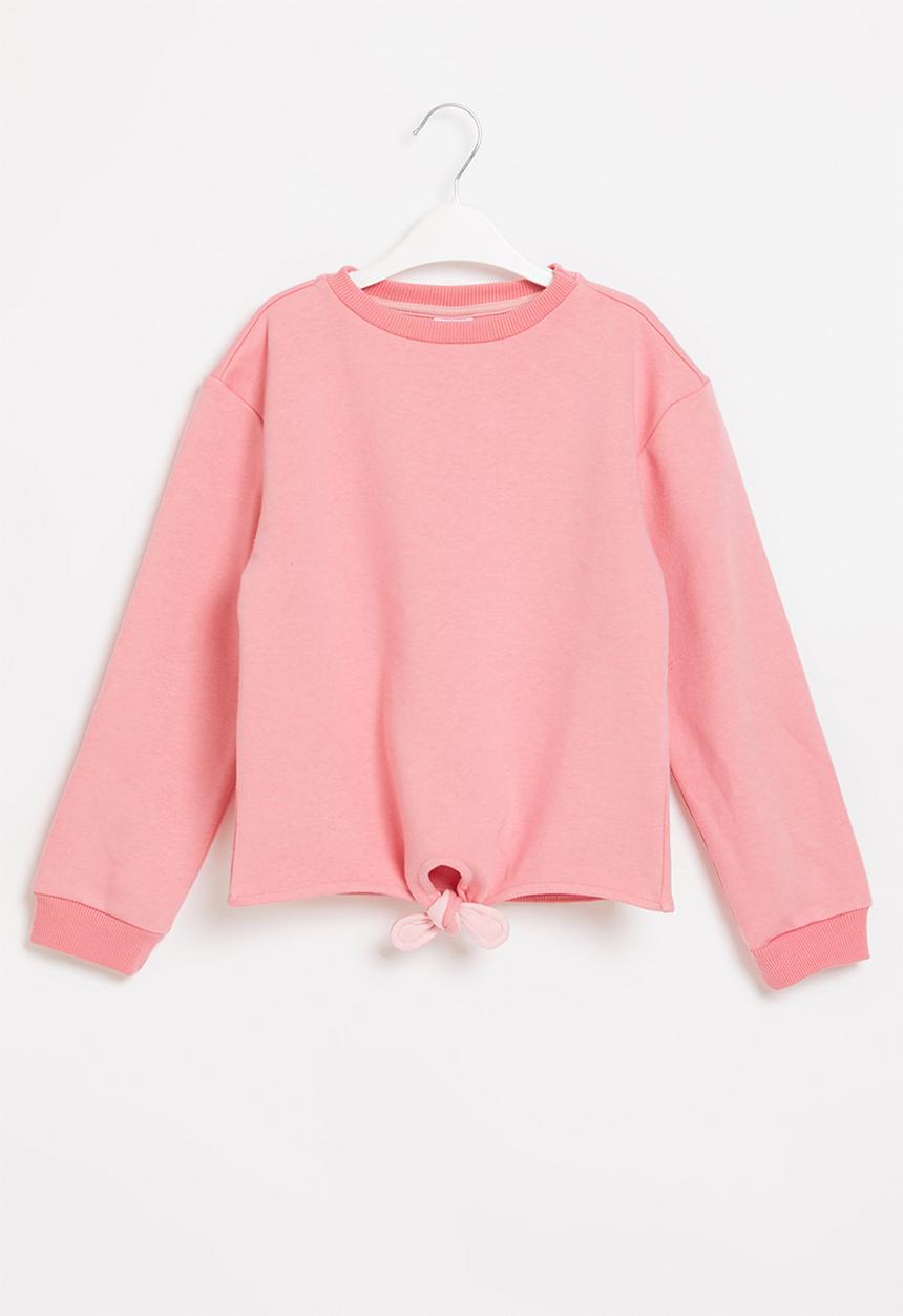 Pop Candy - Younger girls tie front sweat top - pink
