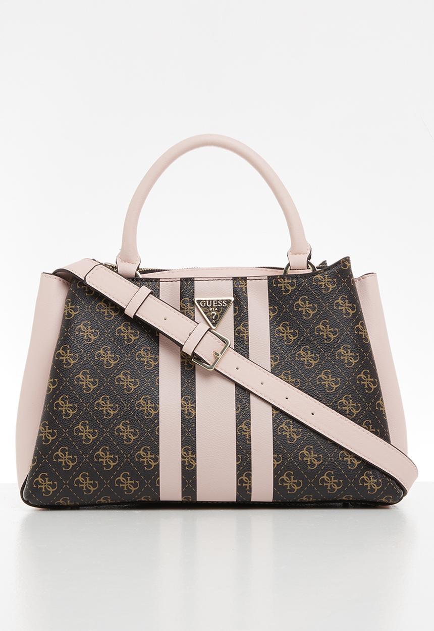 GUESS - Ambrose turnlock satchel - brown & blush