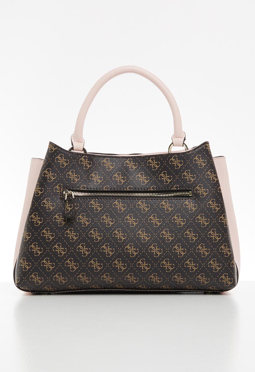 GUESS - Ambrose turnlock satchel - brown & blush