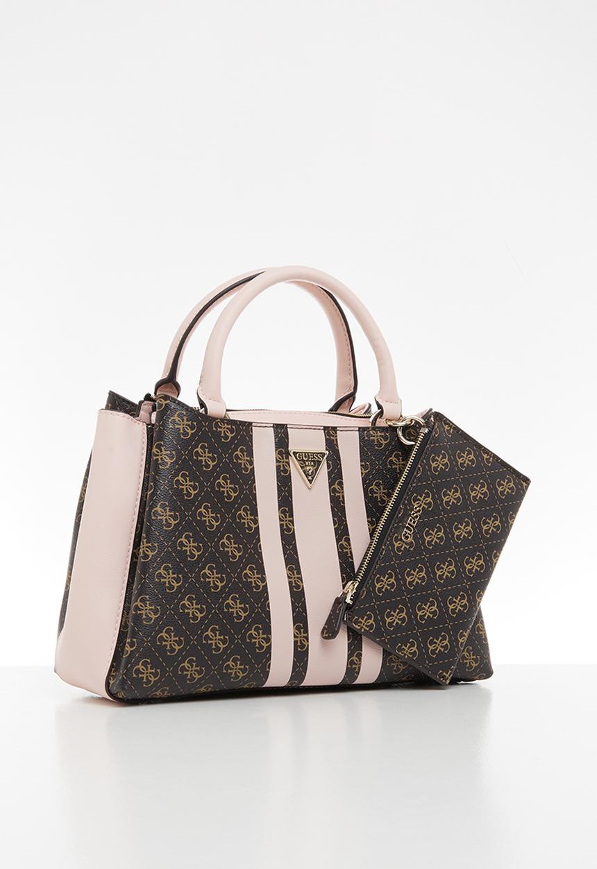 GUESS - Ambrose turnlock satchel - brown & blush