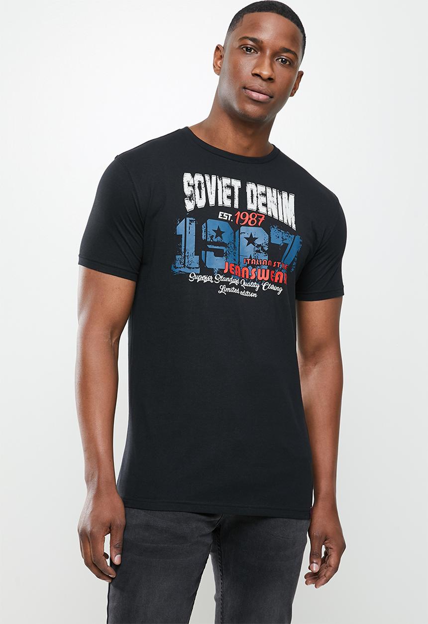 SOVIET - Garfunkle slim fit crew neck tee - black