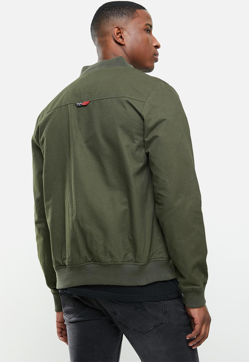SOVIET - Roddick  zip through cotton twill jacket - green