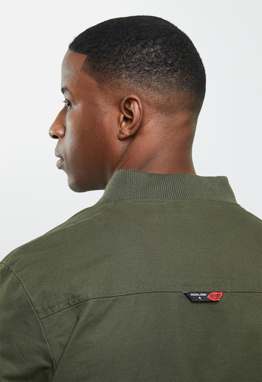 SOVIET - Roddick  zip through cotton twill jacket - green
