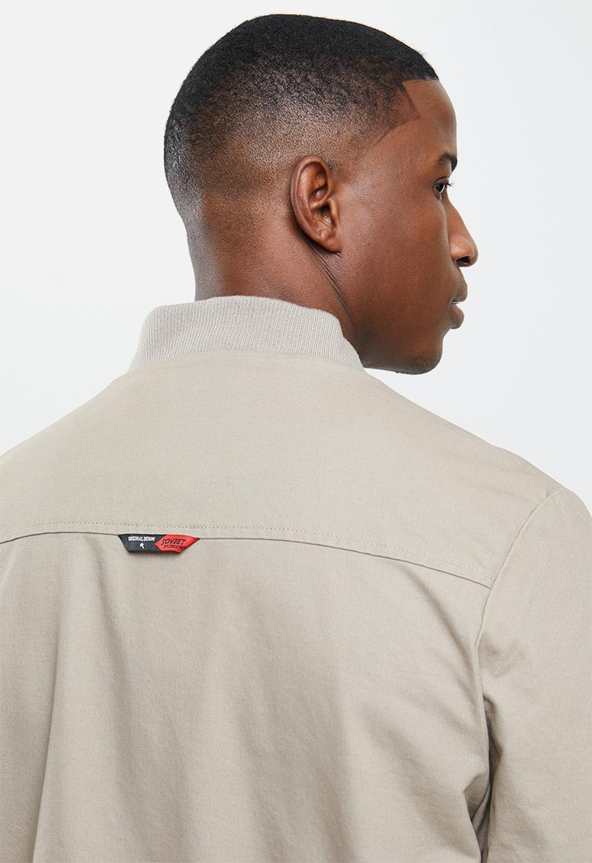 SOVIET - Roddick  zip through cotton twill jacket -  stone