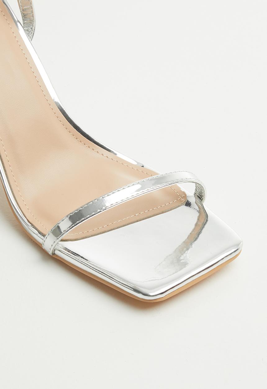 Glamorous - Wide fit barely there heel - silver