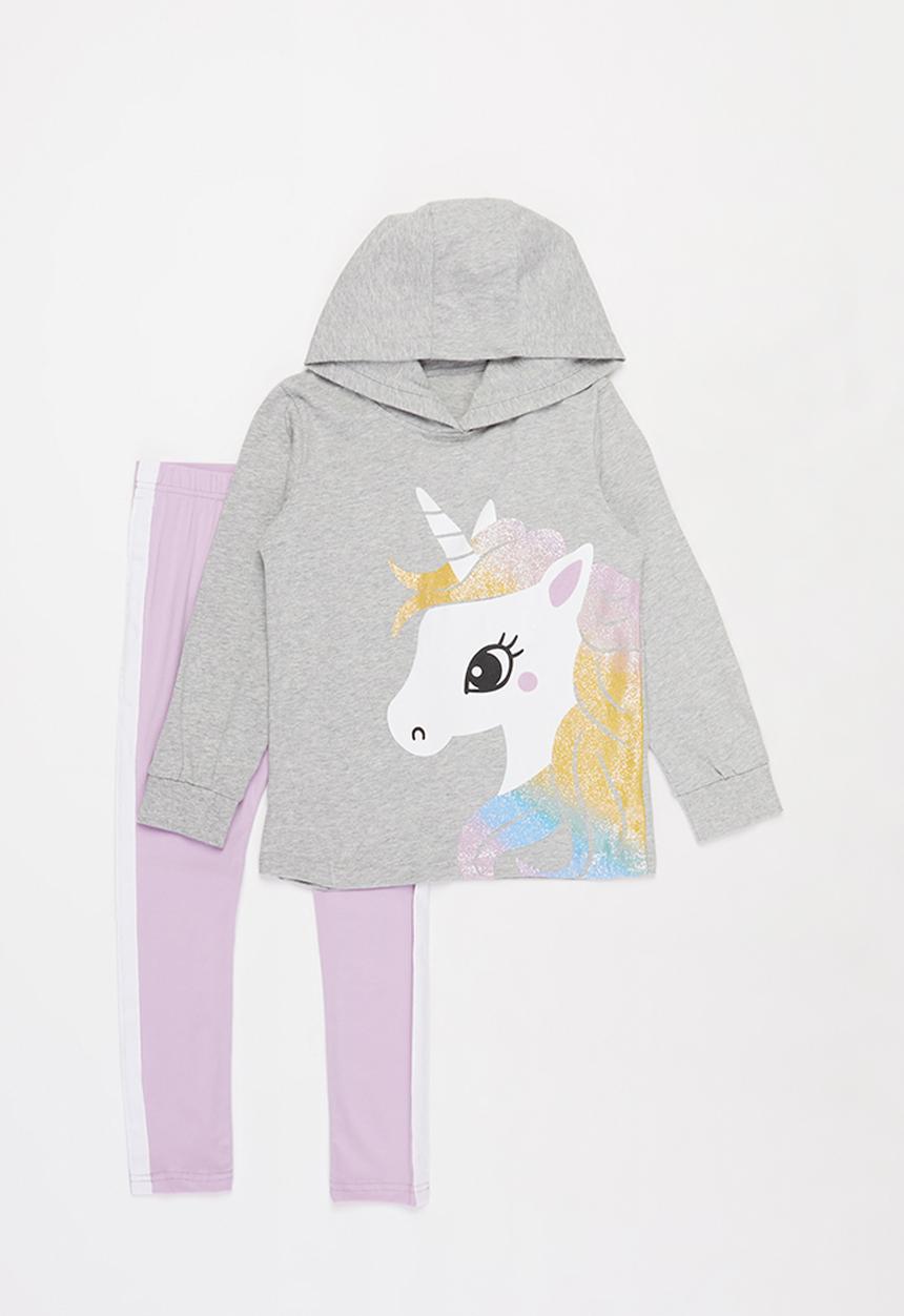 Pop Candy - Girls legging and hoodie set - grey & lilac