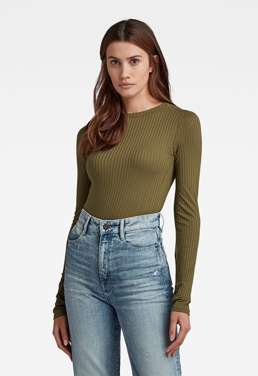 G-STAR - Slim rib longsleeve - sage