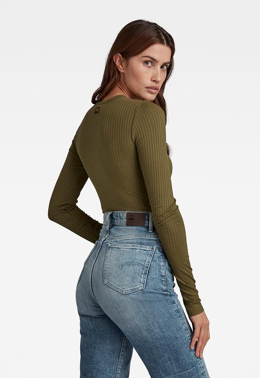 G-STAR - Slim rib longsleeve - sage