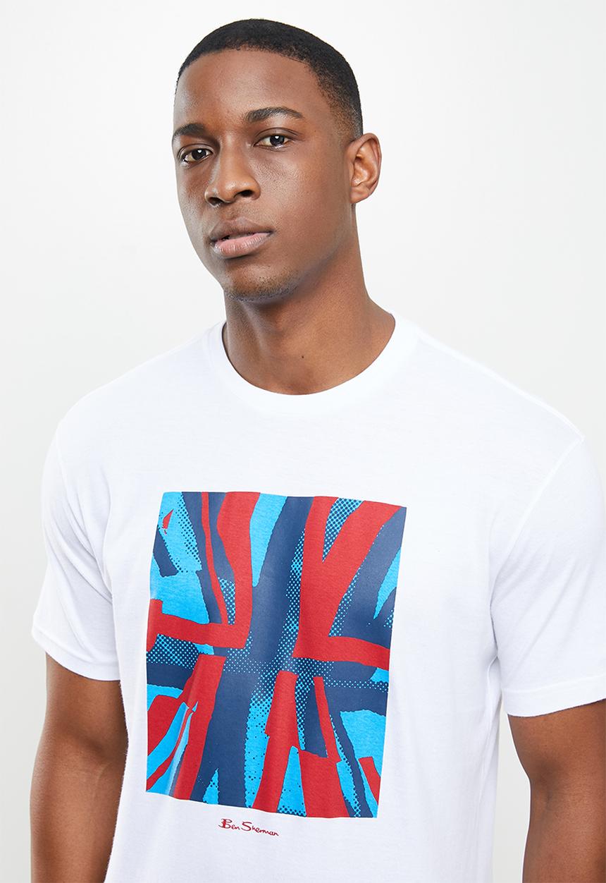 Ben Sherman - Half flag tee - white
