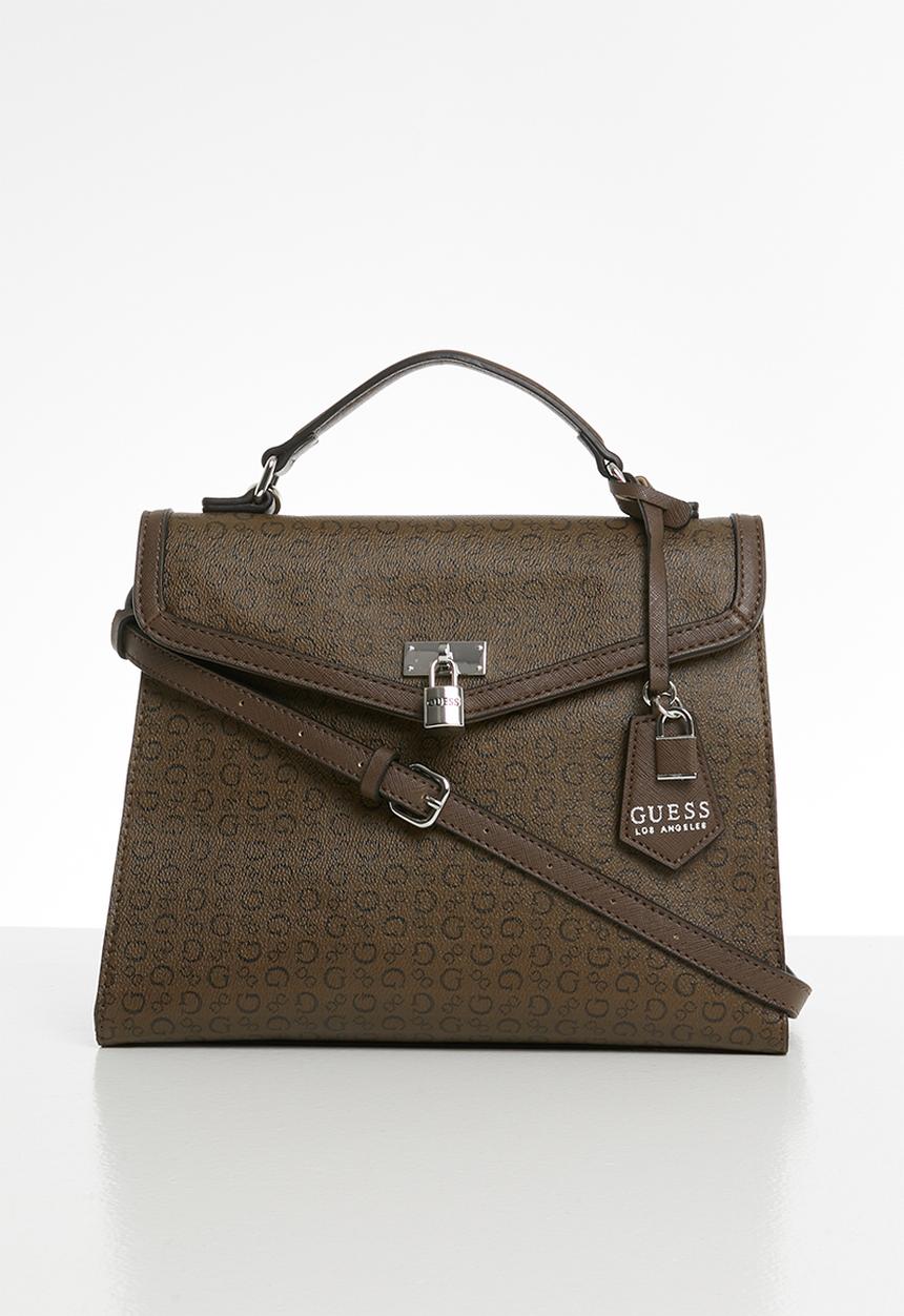 GUESS - Kravitz flap handbag - dark brown