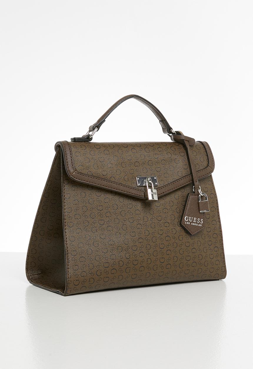 GUESS - Kravitz flap handbag - dark brown