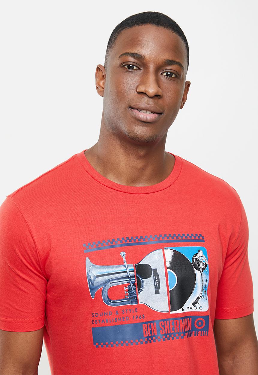 Ben Sherman - Spliced music tee - red