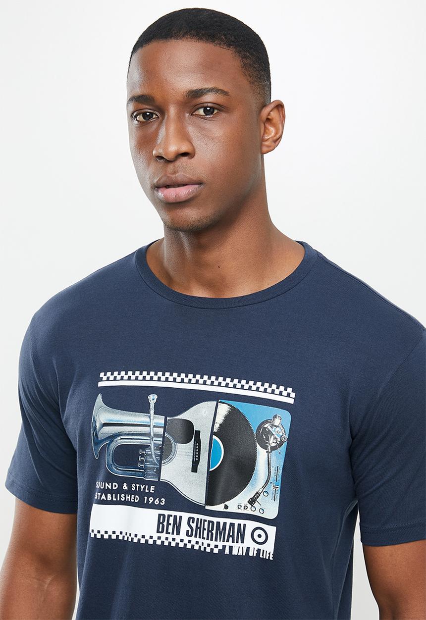 Ben Sherman - Spliced music tee - navy