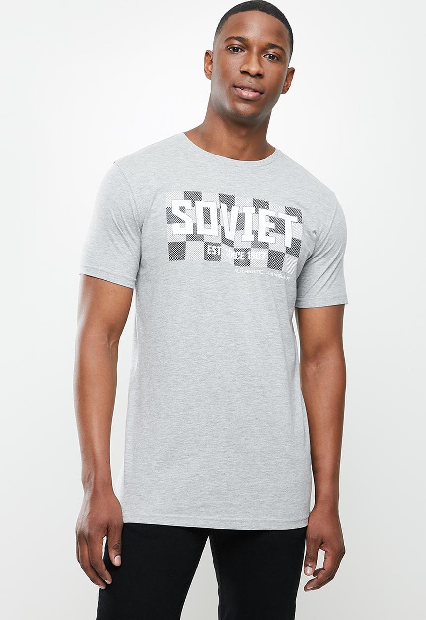 SOVIET - Lorca slim fit crew neck tee  - grey