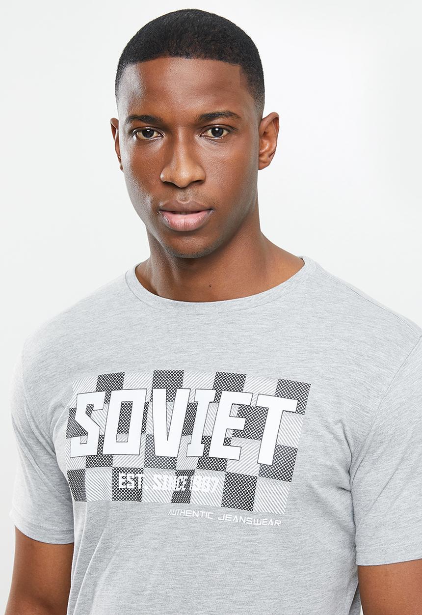 SOVIET - Lorca slim fit crew neck tee  - grey