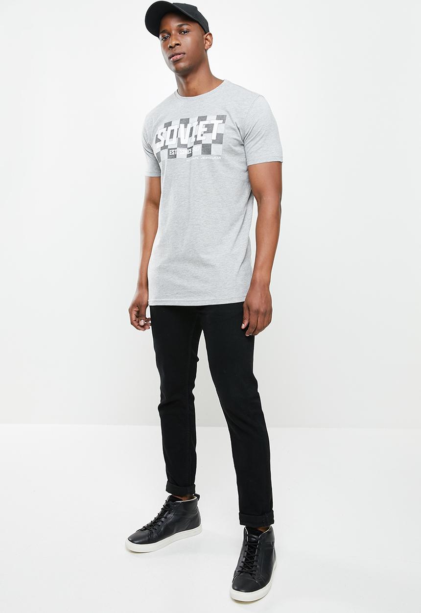 SOVIET - Lorca slim fit crew neck tee  - grey
