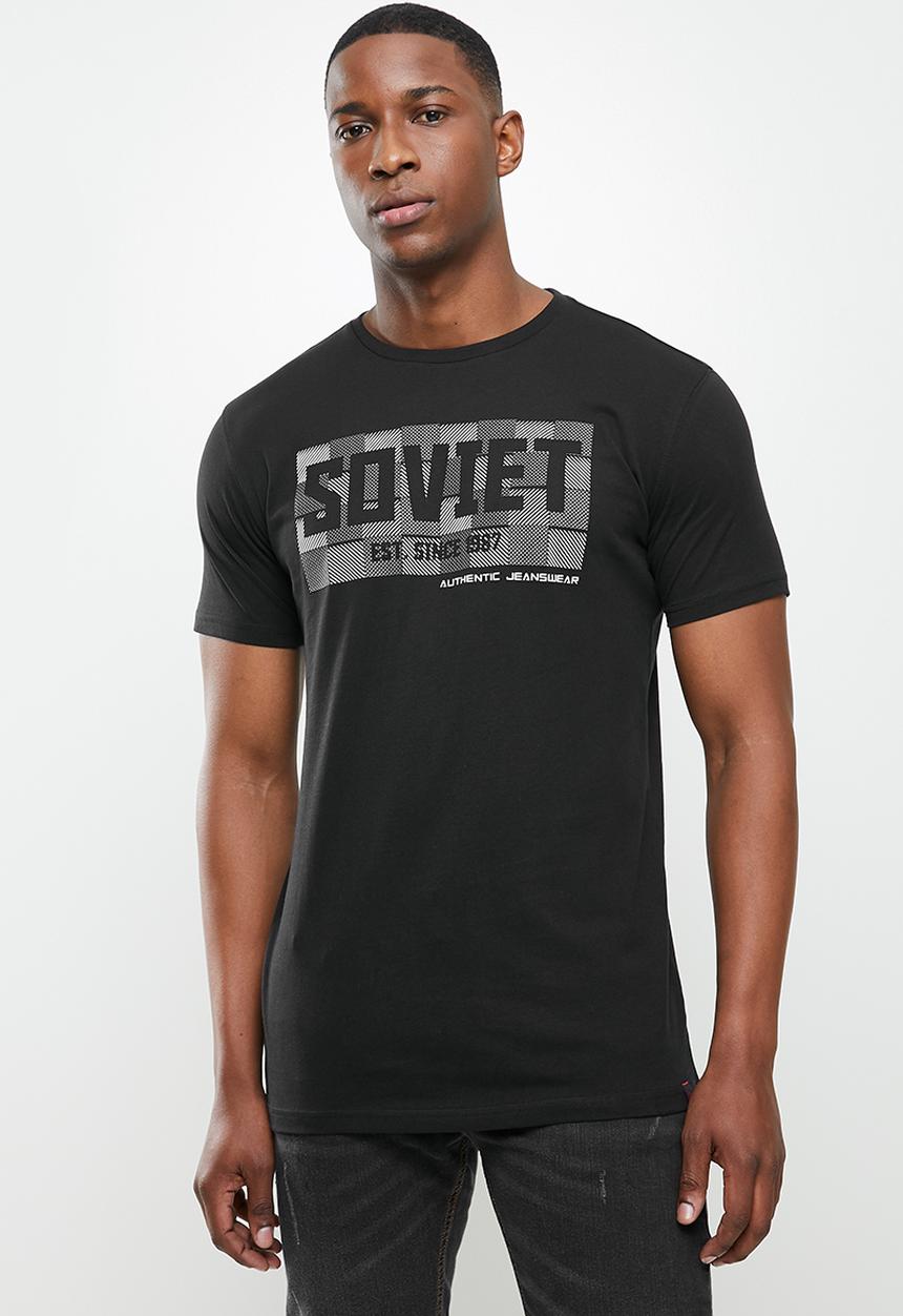 SOVIET - Lorca slim fit crew neck tee  - black