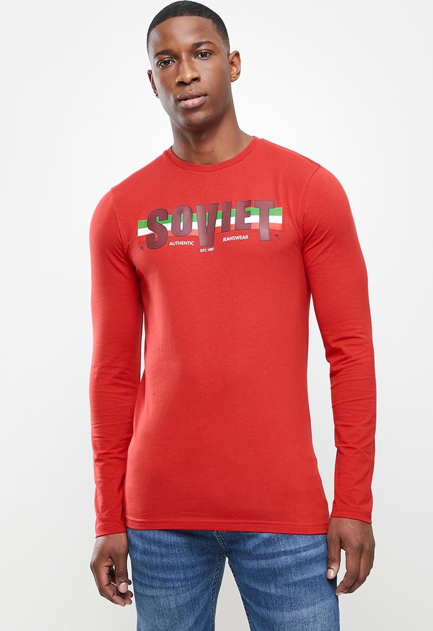 SOVIET - Ribeira  v-neck tee - red