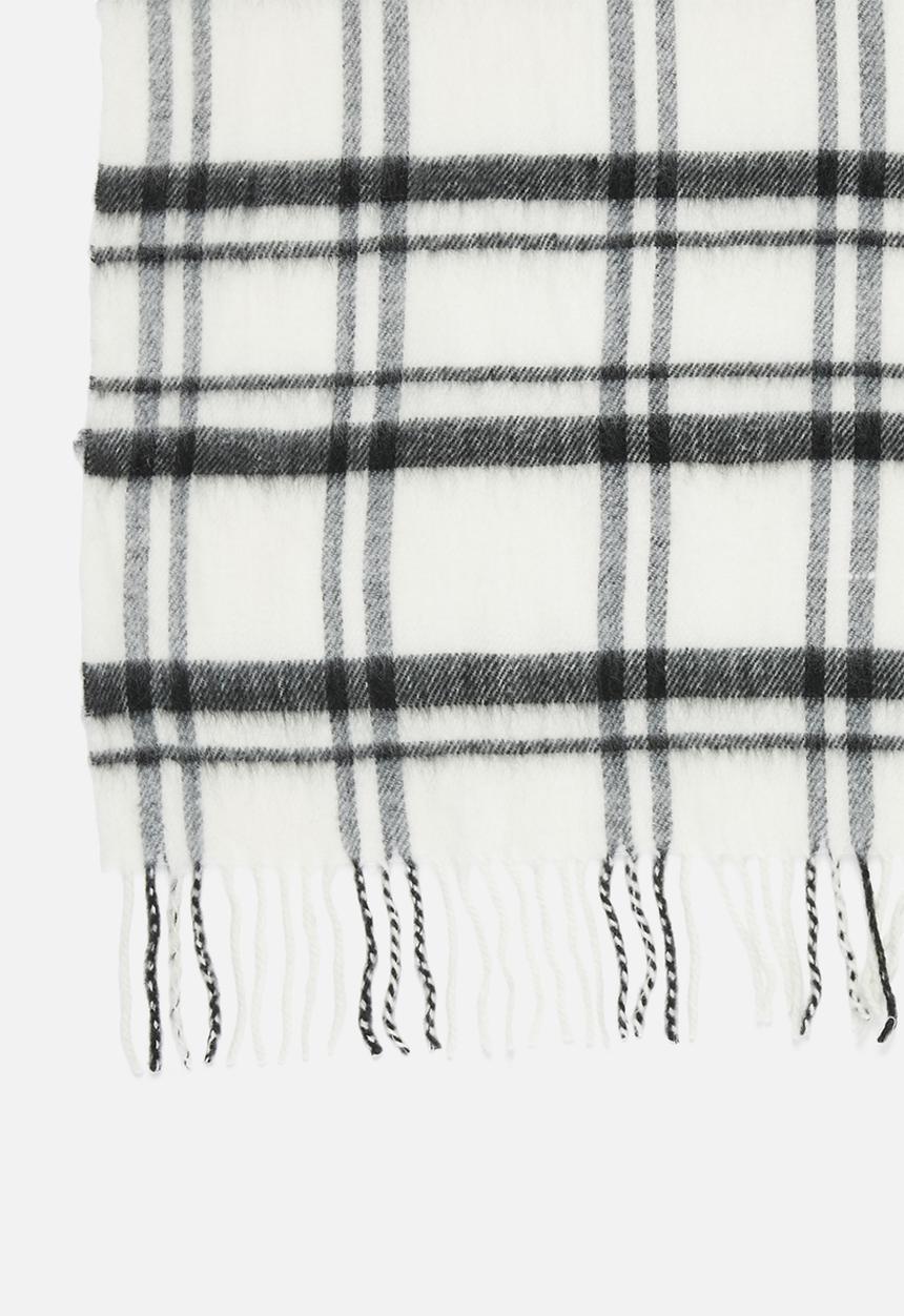 edit - Checkered scarf - cream & black