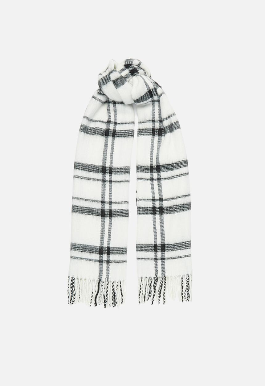 edit - Checkered scarf - cream & black