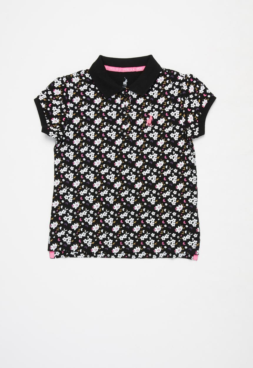 POLO - Girls sophia floral printed golfer - black