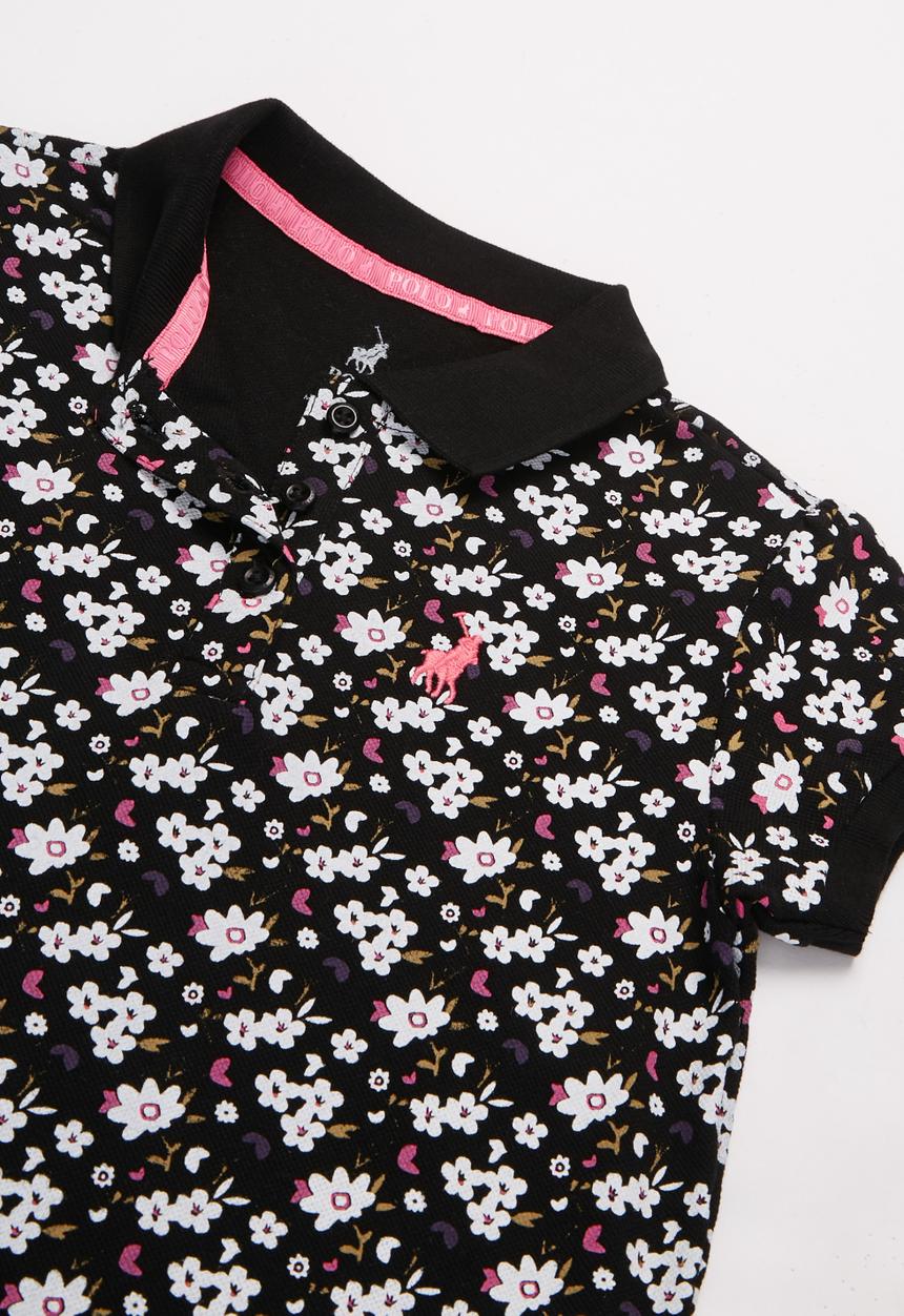 POLO - Girls sophia floral printed golfer - black