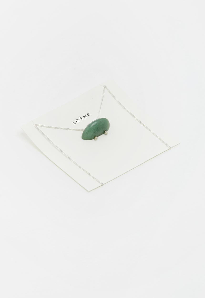 Lorne - Jade gemstone necklace - silver & green 
