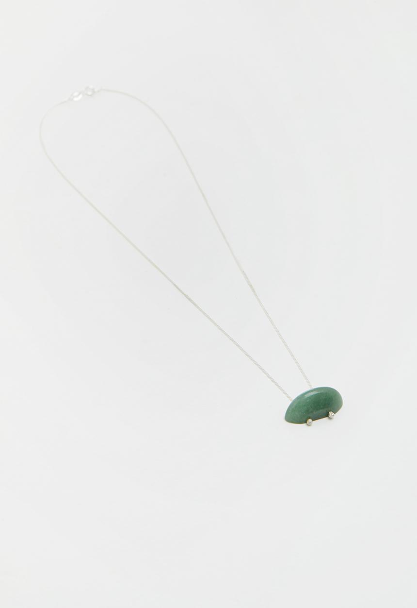 Lorne - Jade gemstone necklace - silver & green 
