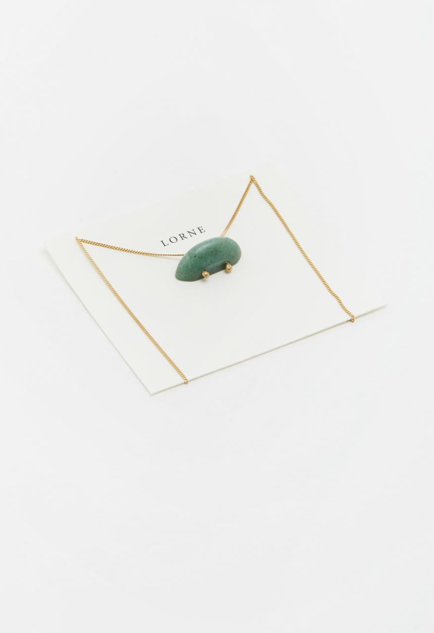 Lorne - Jade gemstone necklace - gold & green 