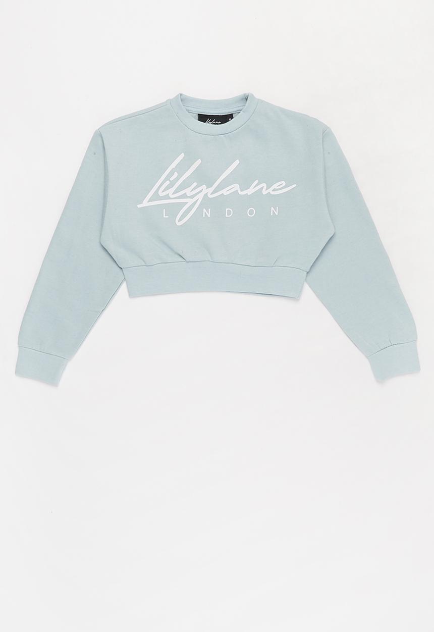 Lilylane - Pearla printed cropped sweater - blue