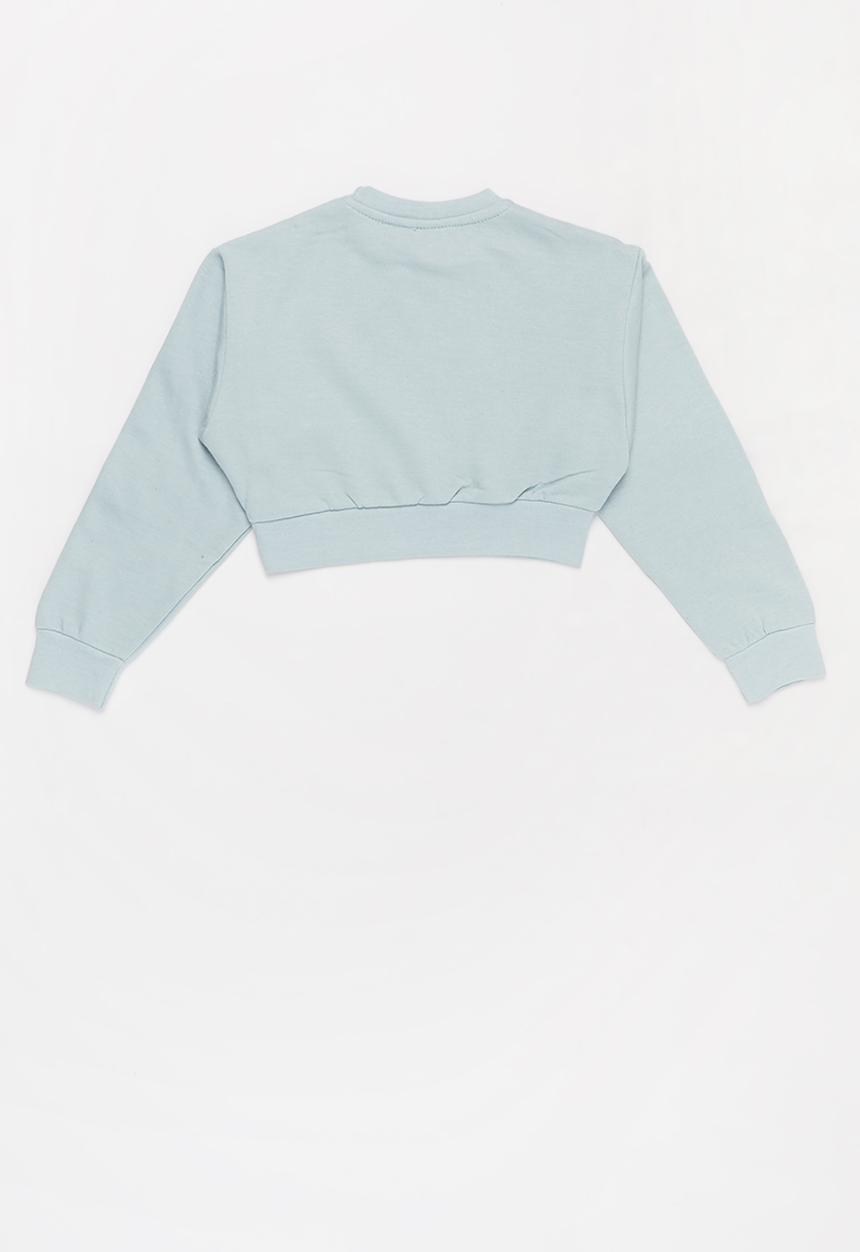 Lilylane - Pearla printed cropped sweater - blue