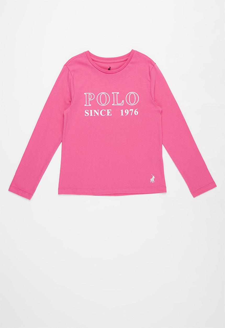POLO - Girls zoe printed long sleeve tee - pink