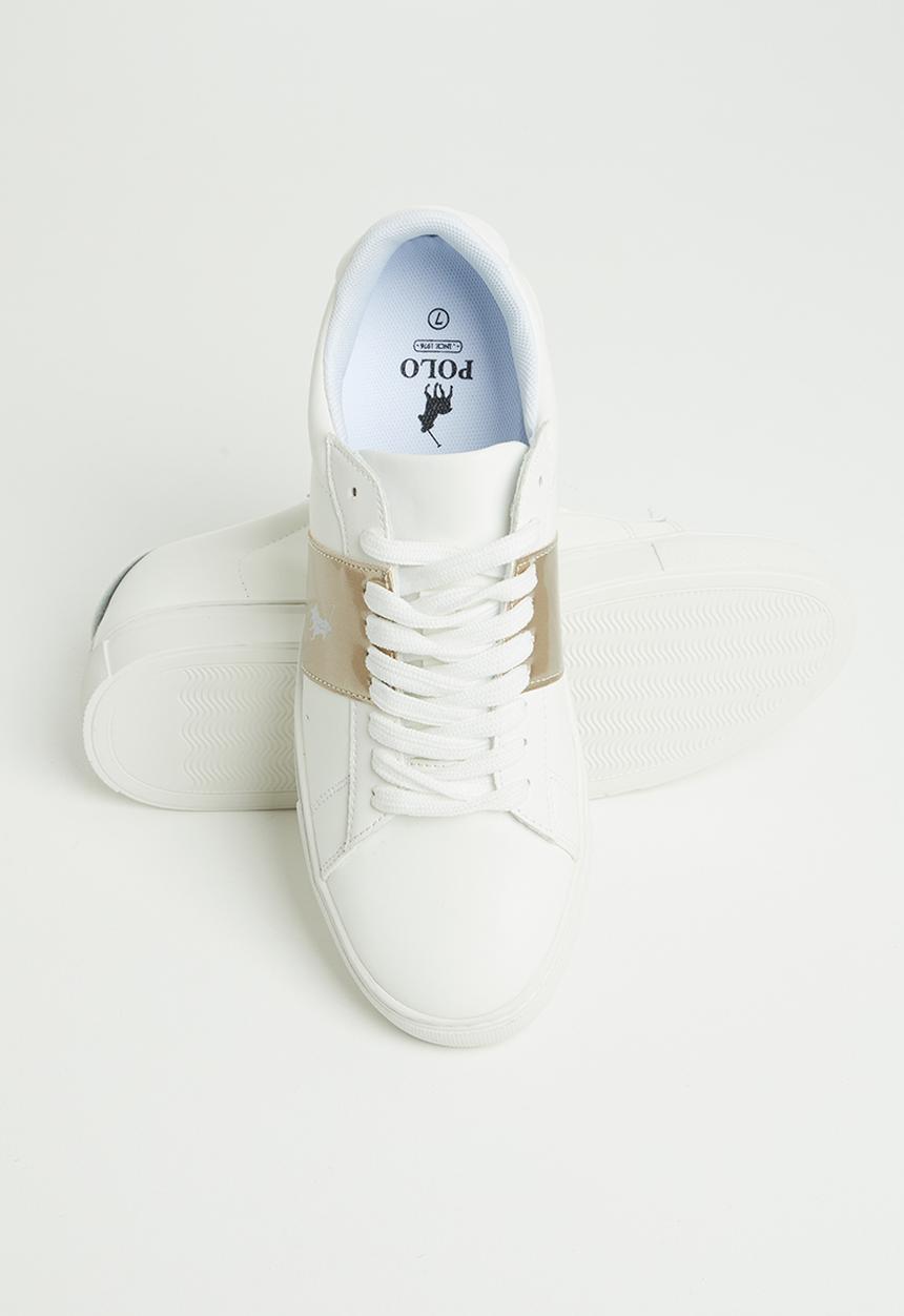 POLO - Giselle side flash sneaker - gold & white 