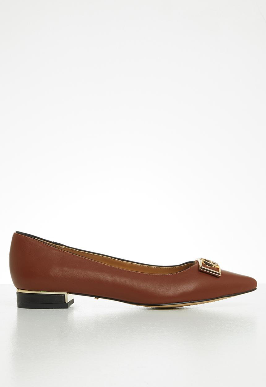 POLO - Bella leather polo pointed pump - brown