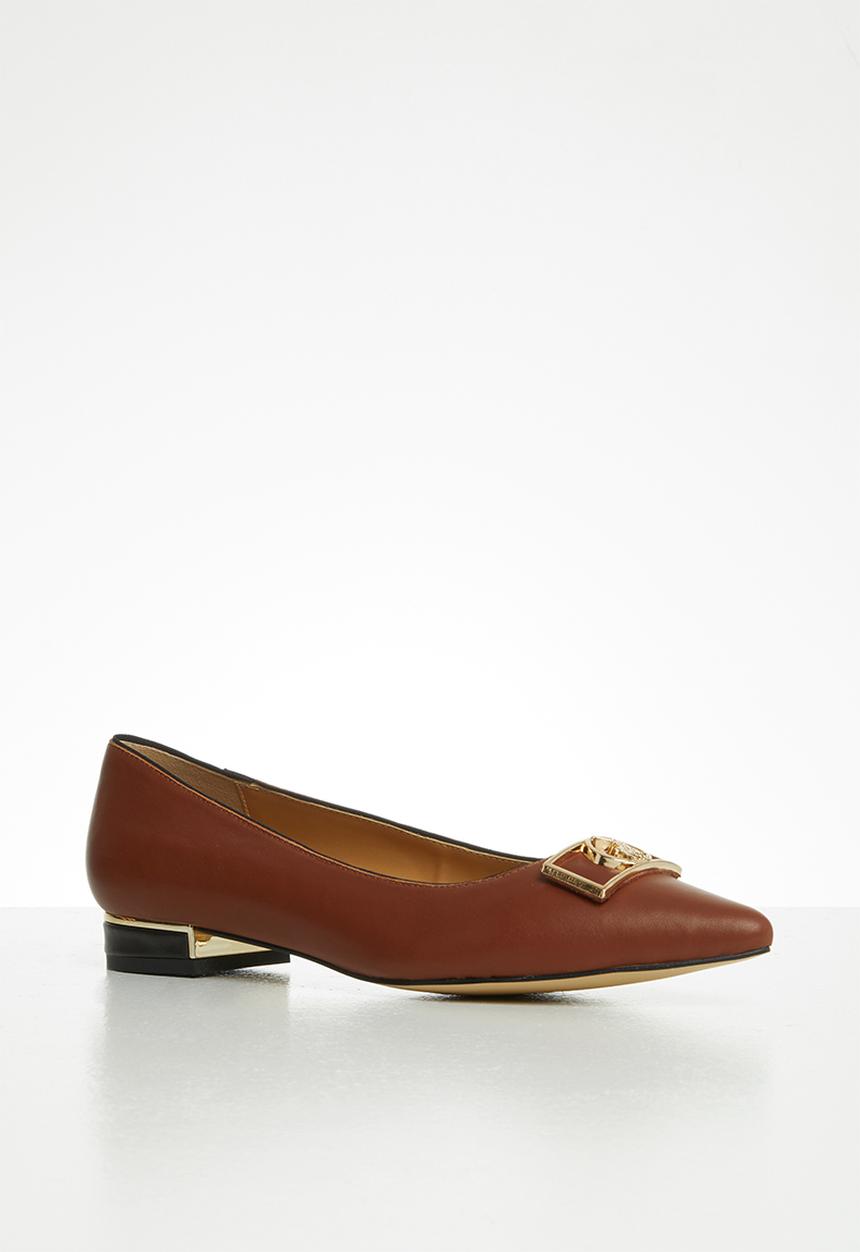 POLO - Bella leather polo pointed pump - brown