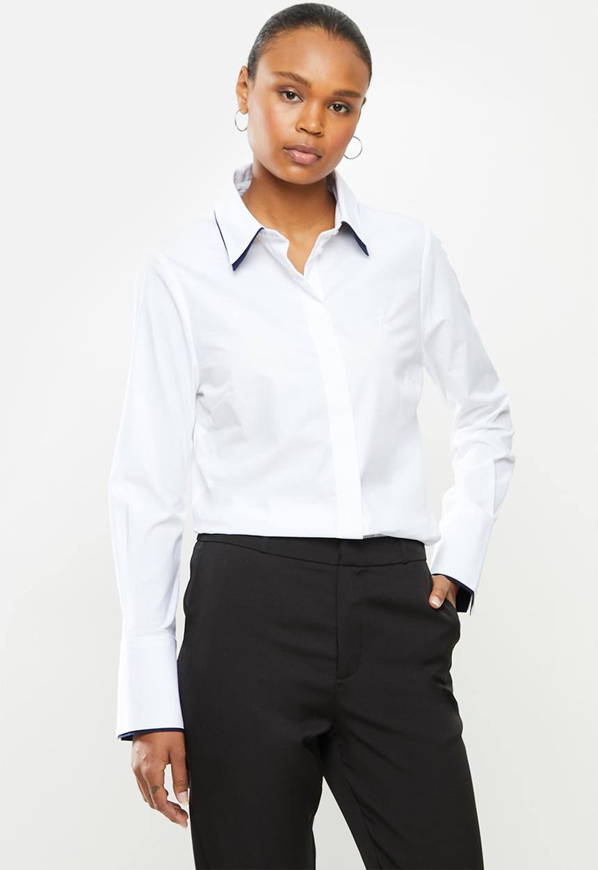 POLO - Candice double collar and cuff shirt - white