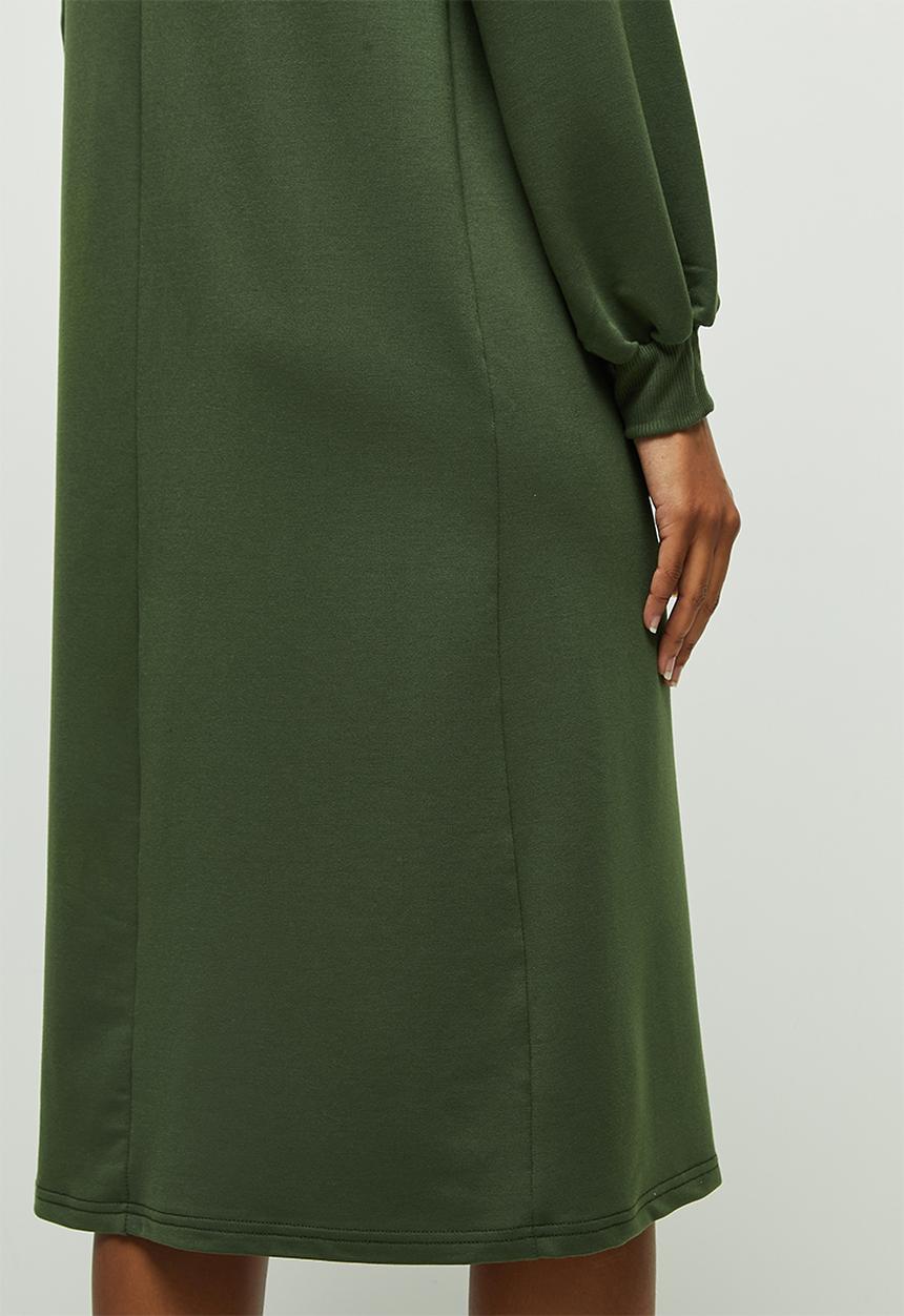 edit - Long sleeve sweater midi dress - olive